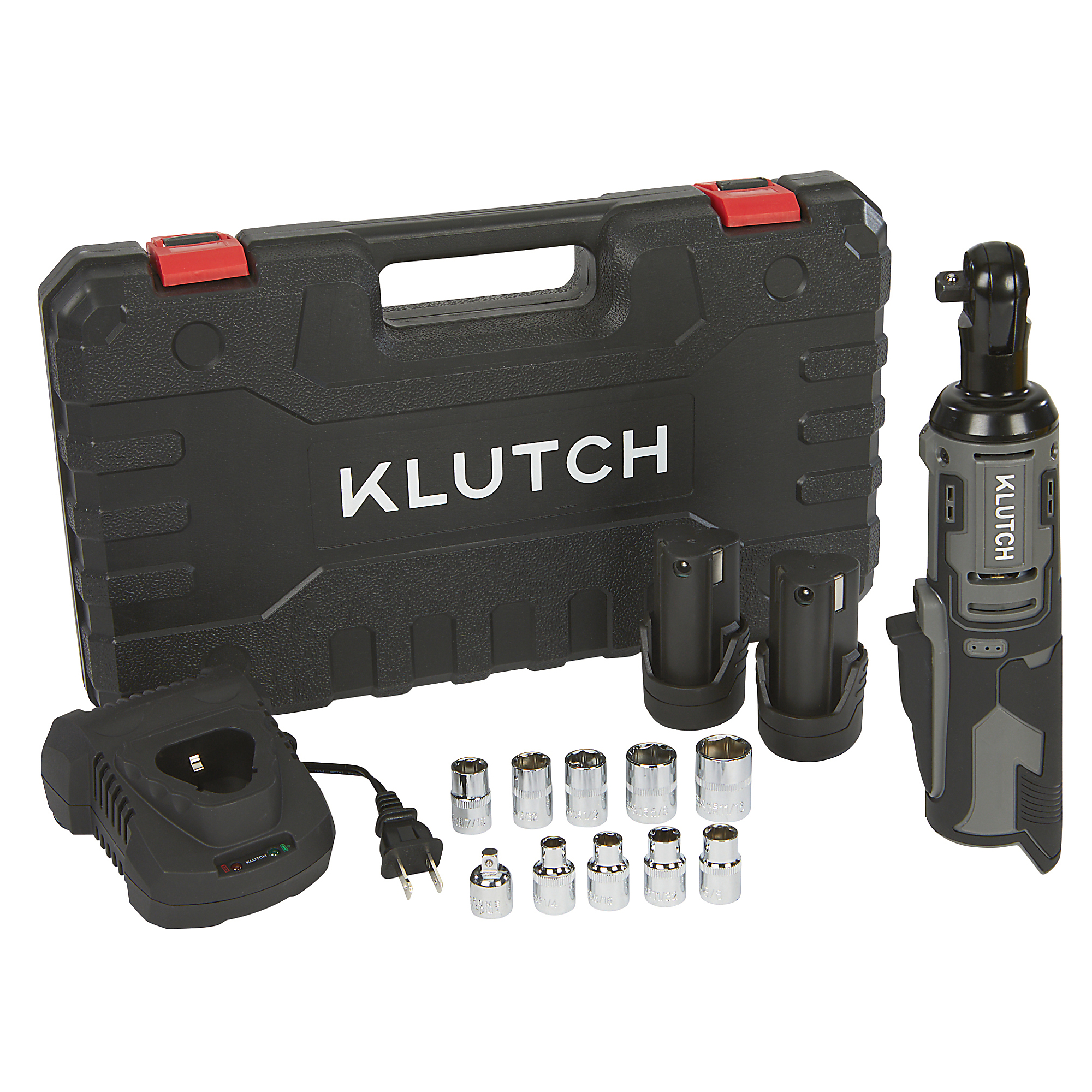 Klutch 3/8in. Ratchet Wrench Kit, 12V, Cordless, Lightweight, Ergonomic, 2.0Ah